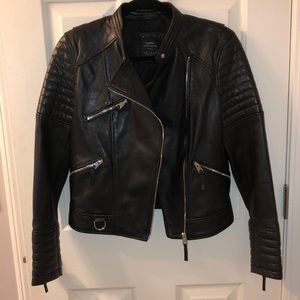 Zara 100% Leather Motorcycle Jacket